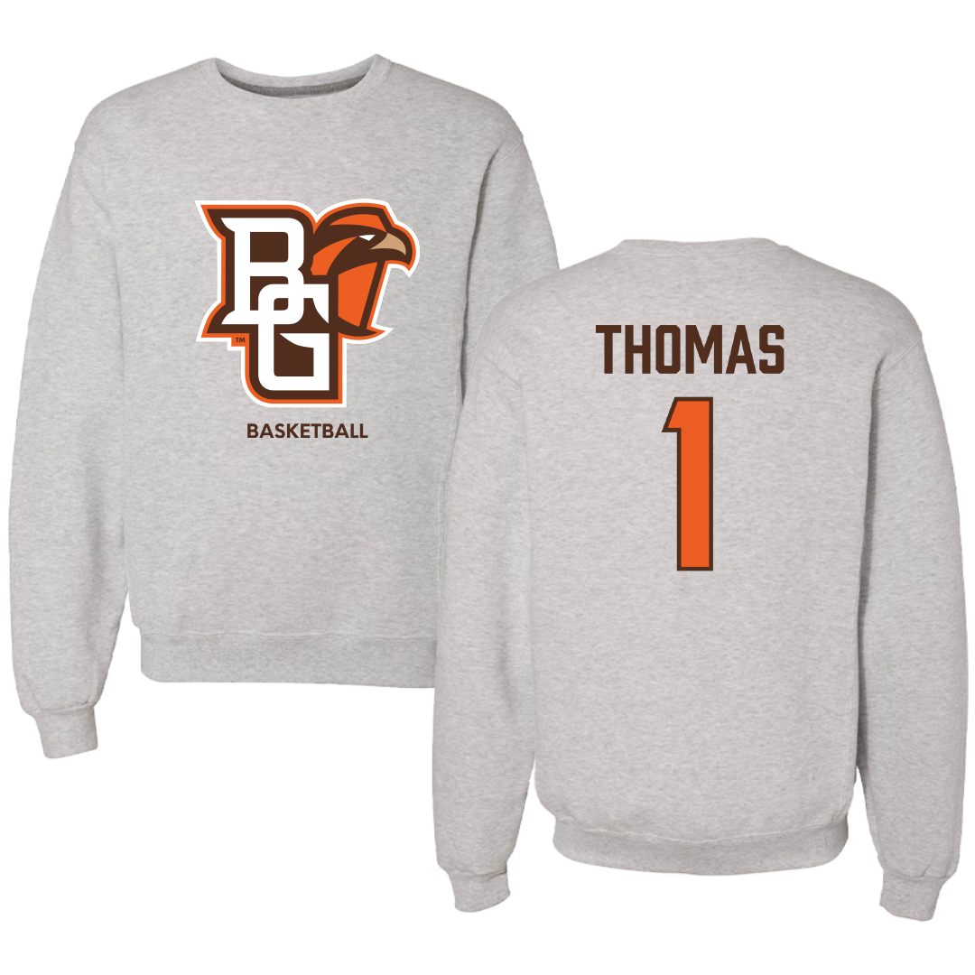 Bowling Green State University Basketball (M) Light Gray Crewneck - #1 Trevon Thomas