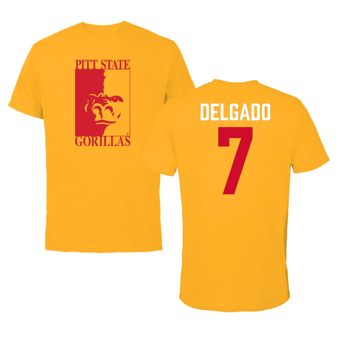 Pittsburg State University Soccer Gold Performance Tee - #7 Adriana Delgado