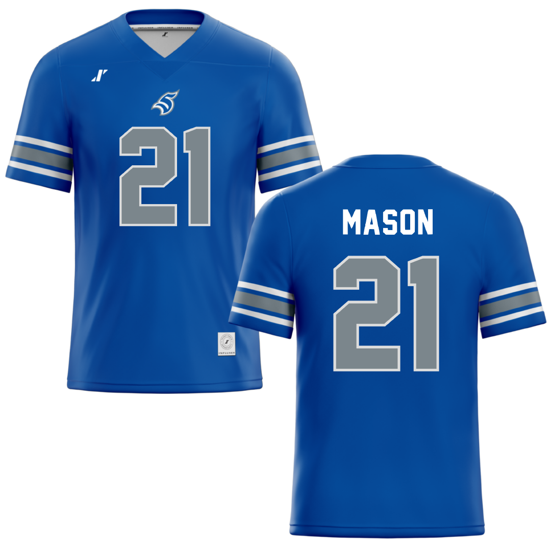 Thomas More University Blue Football Jersey - #21 Zion Mason