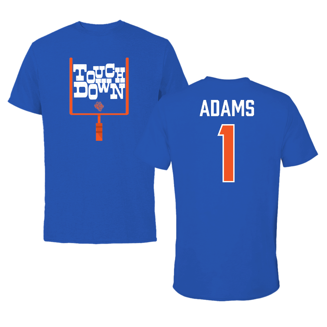 Savannah State University Football Blue Touchdown Tee - #1 Jadon Adams