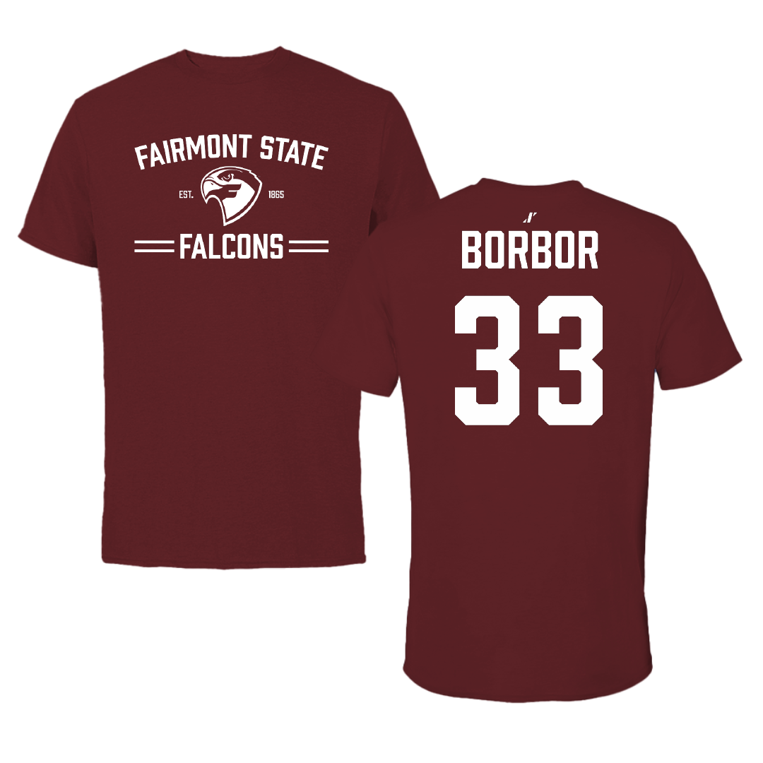 Fairmont State University Football Maroon General Performance Tee - #33 James Borbor