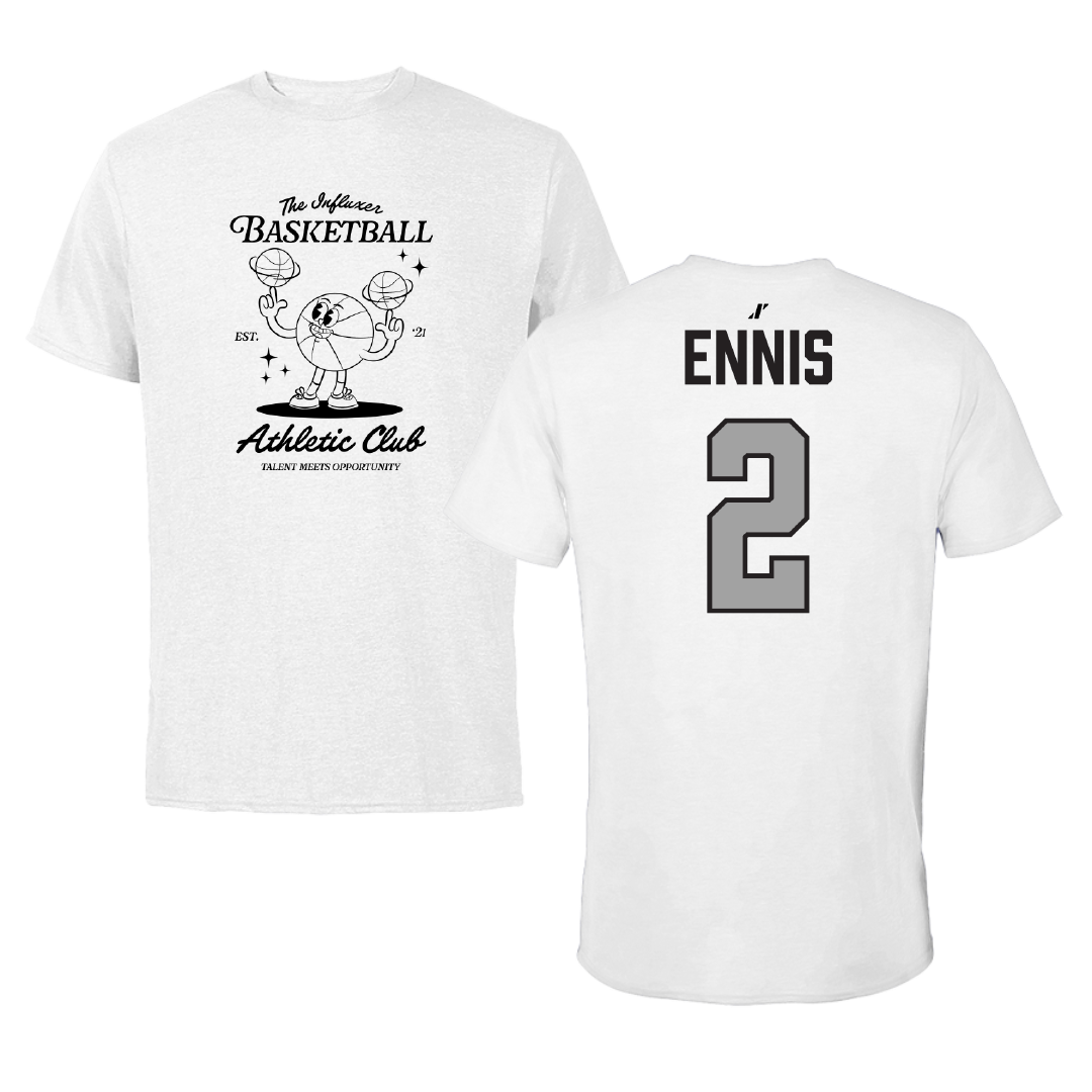 Basketball (W) White Influxer Athletic Club Tee - #2 Mali Ennis