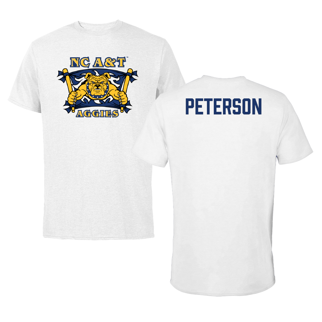 North Carolina A&T State University TF and XC White Performance Tee - Demonte Peterson