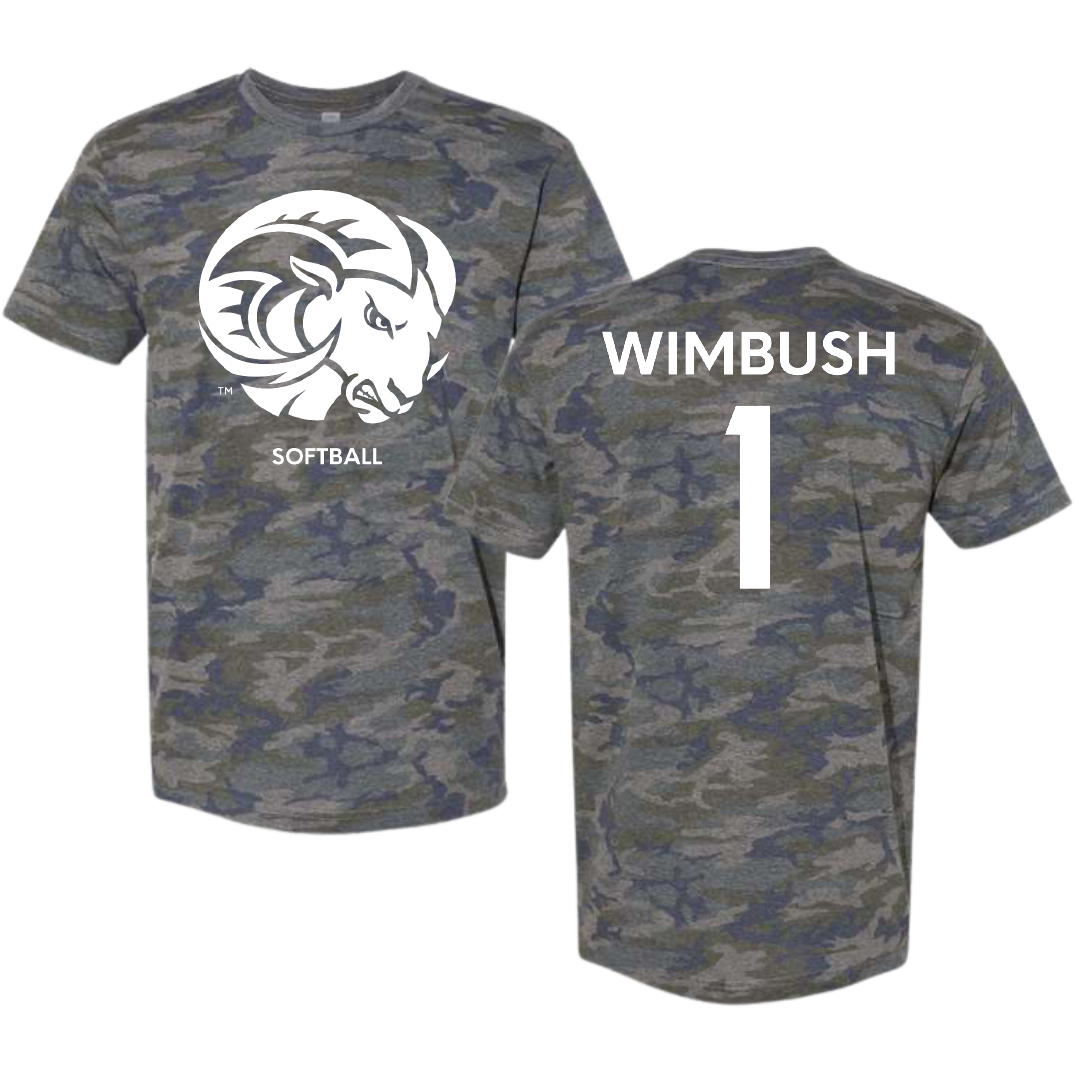 Winston-Salem State University Softball Vintage Camo Tee - #1 Tymiah Wimbush