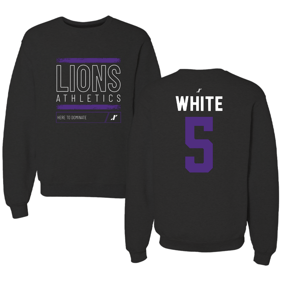 Nelson University Football Black Dominate Crewneck - #5 Amin White