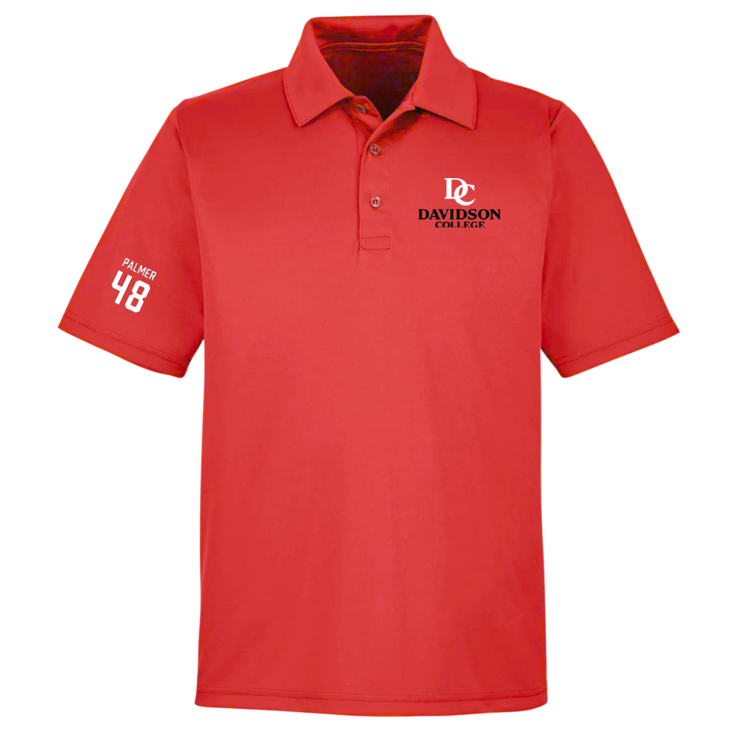 Davidson College Football Red Polo - #48 Breyson Palmer