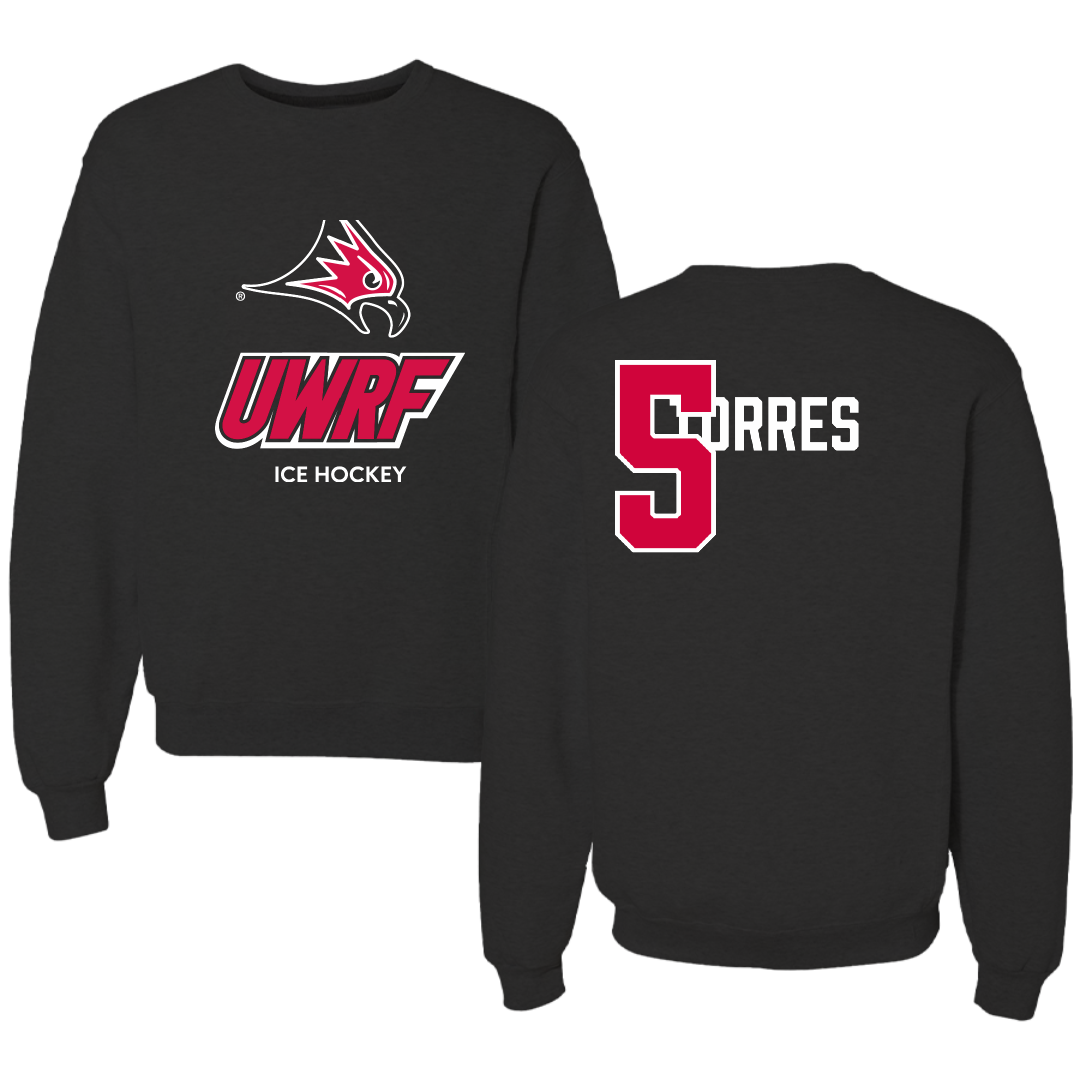 University of Wisconsin-River Falls Ice Hockey (M) Black Crewneck - #5 Aidan Torres
