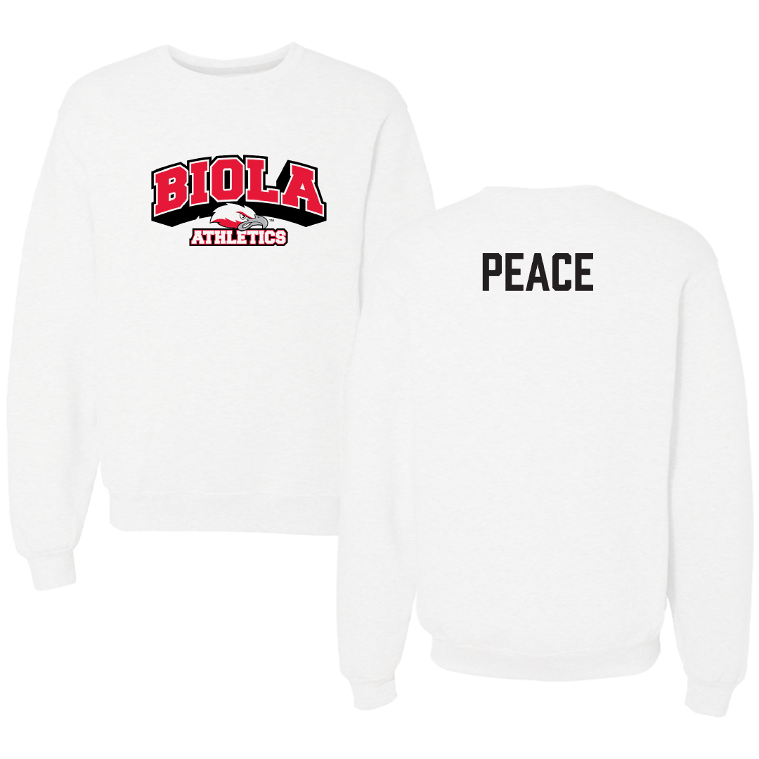 Biola University Swimming & Diving White Crewneck - Josh Peace