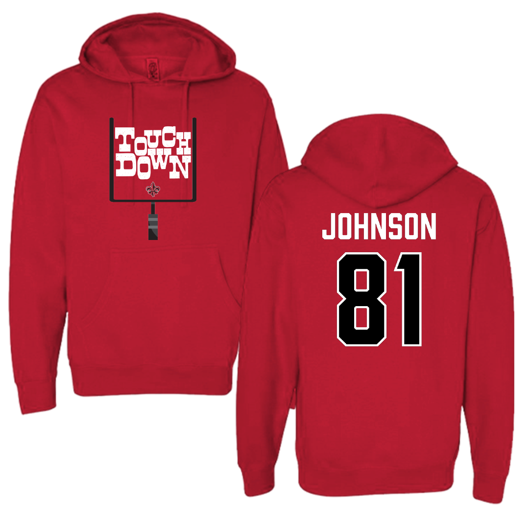 University of Louisiana at Lafayette Football Red Touchdown Hoodie - #81 Jaydon Johnson