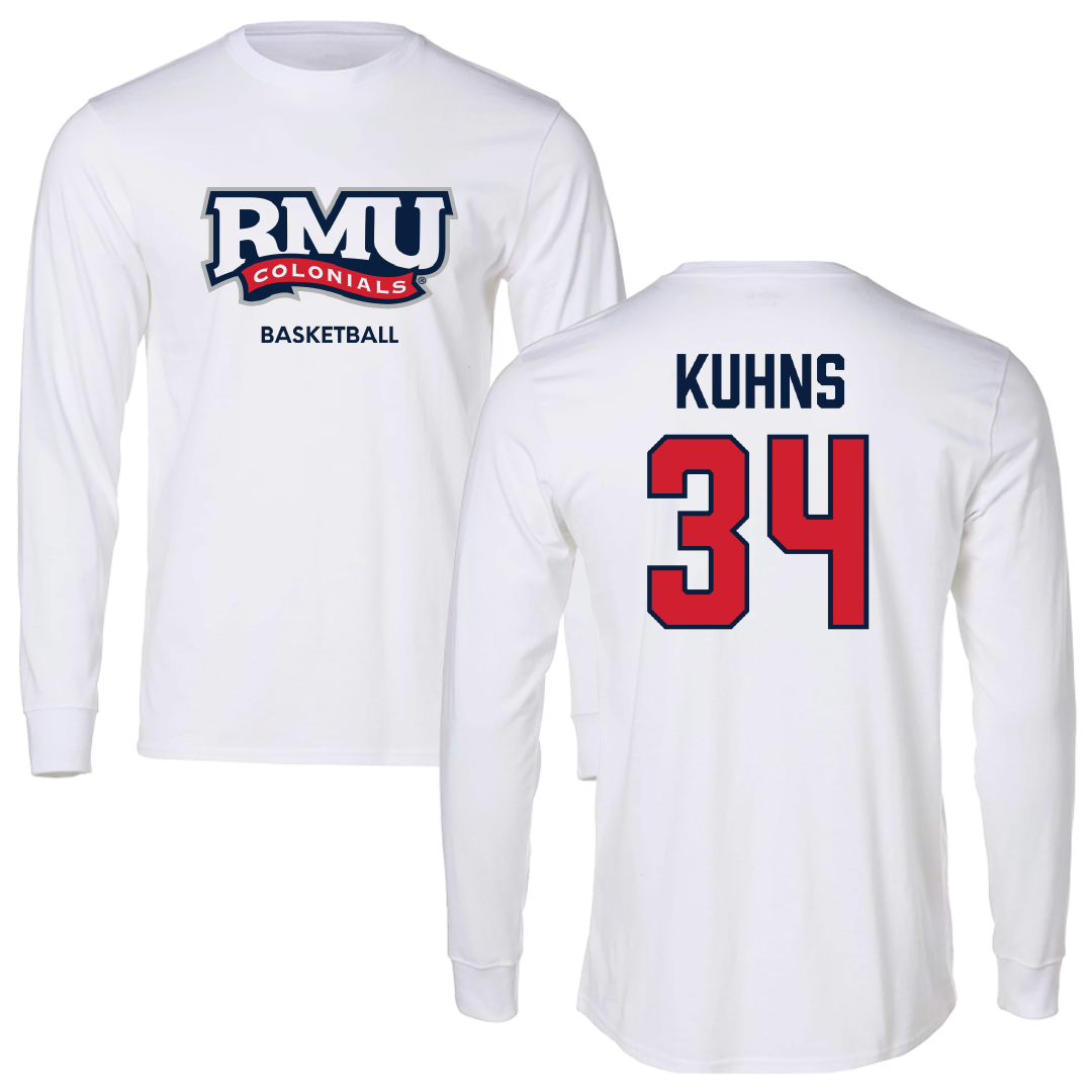 Robert Morris University Basketball (W) White Performance Long Sleeve - #34 Bailey Kuhns