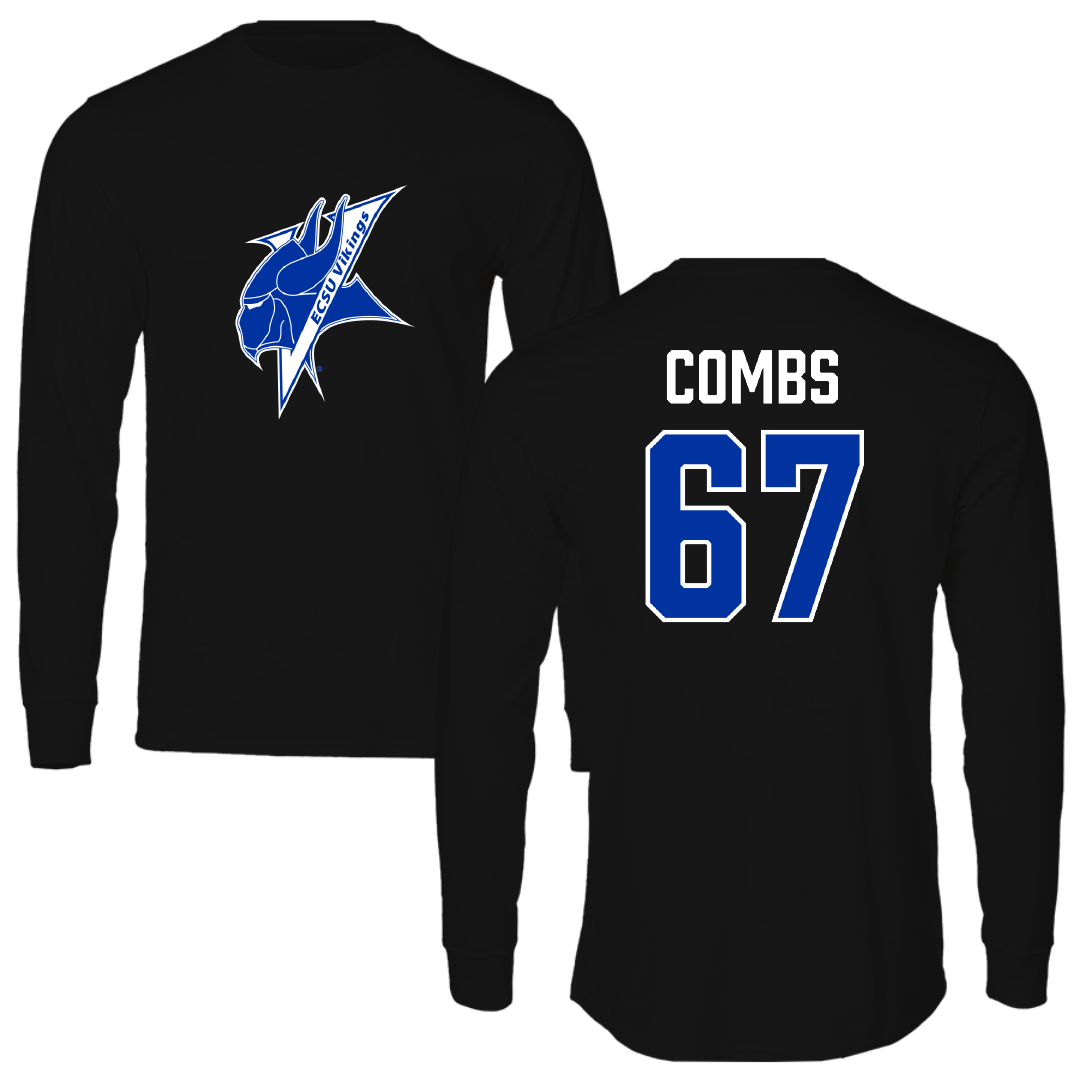 Elizabeth City State University Football Black Long Sleeve - #67 Toriono Combs