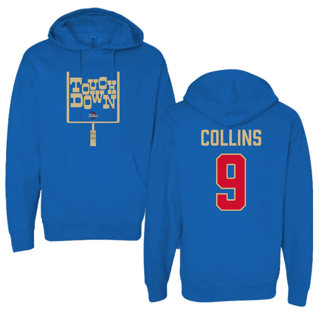 The University of Tulsa Football Blue Touchdown Hoodie - #9 Dax Collins