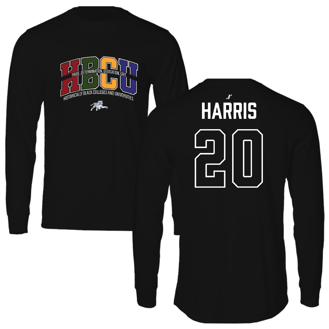 Jackson State University Baseball Black HBCU Performance Long Sleeve - #20 Shemar Harris