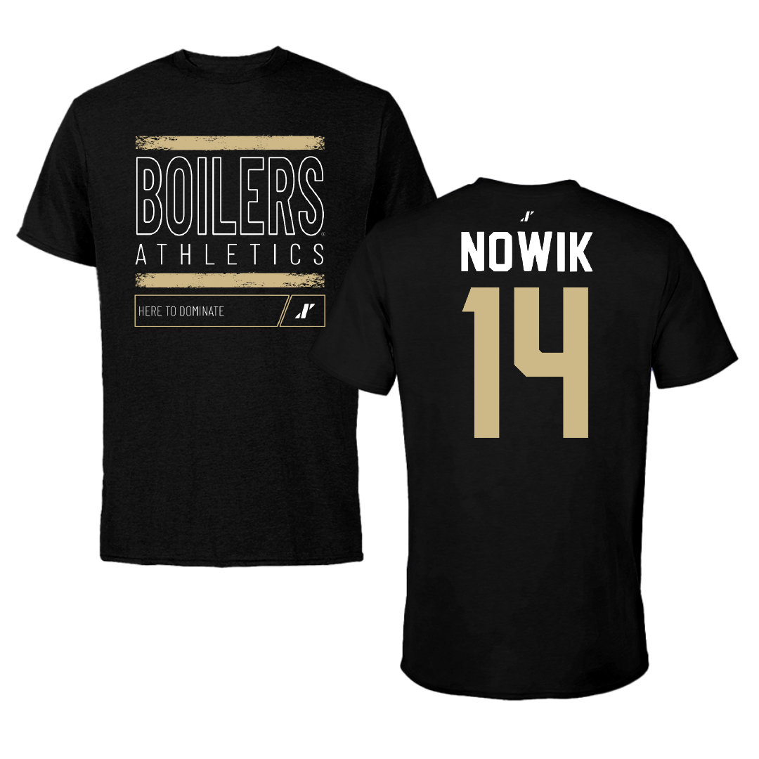 Purdue University Baseball Black Dominate Performance Tee - #14 Breck Nowik