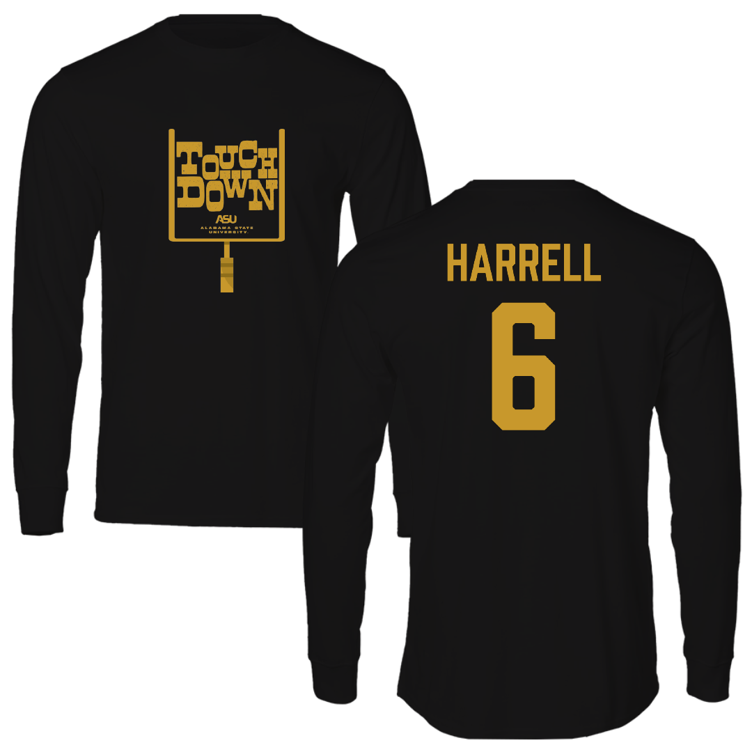 Alabama State University Football Black Touchdown Performance Long Sleeve - #6 Ajai Harrell