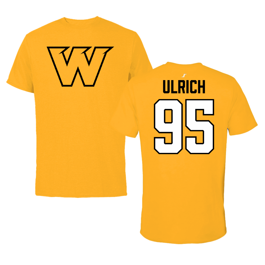 Wayne State College (Nebraska) Football Gold Performance Tee - #95 Gavin Ulrich