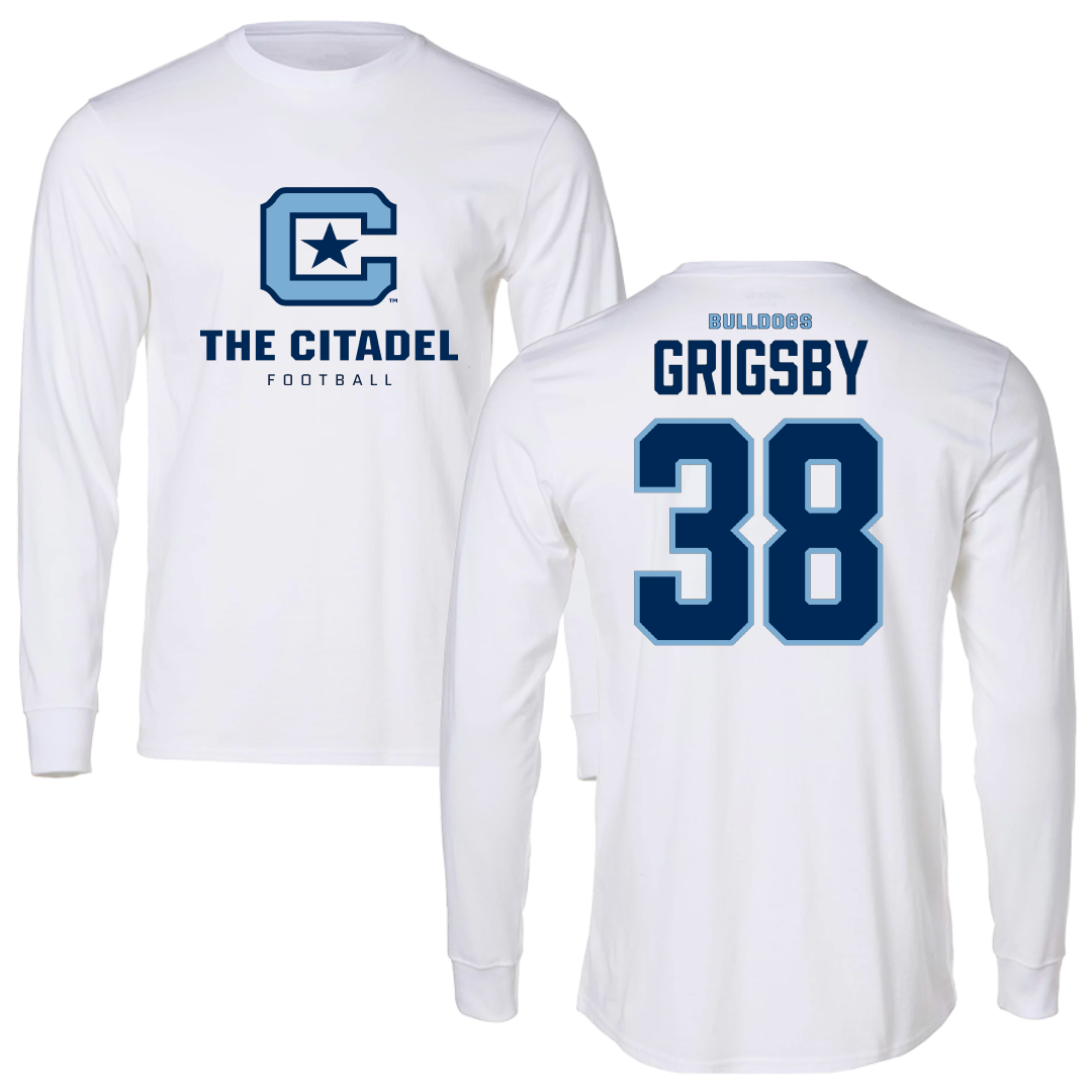 The Citadel Football White Long Sleeve - #38 HJ Grigsby