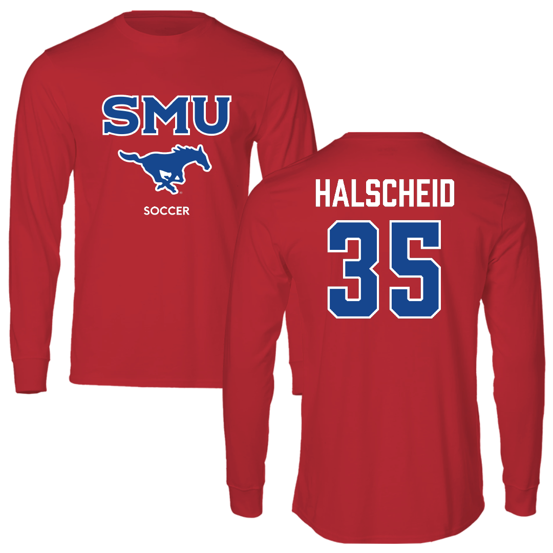 Southern Methodist University Soccer (W) Red Long Sleeve - #35 Hayden Halscheid