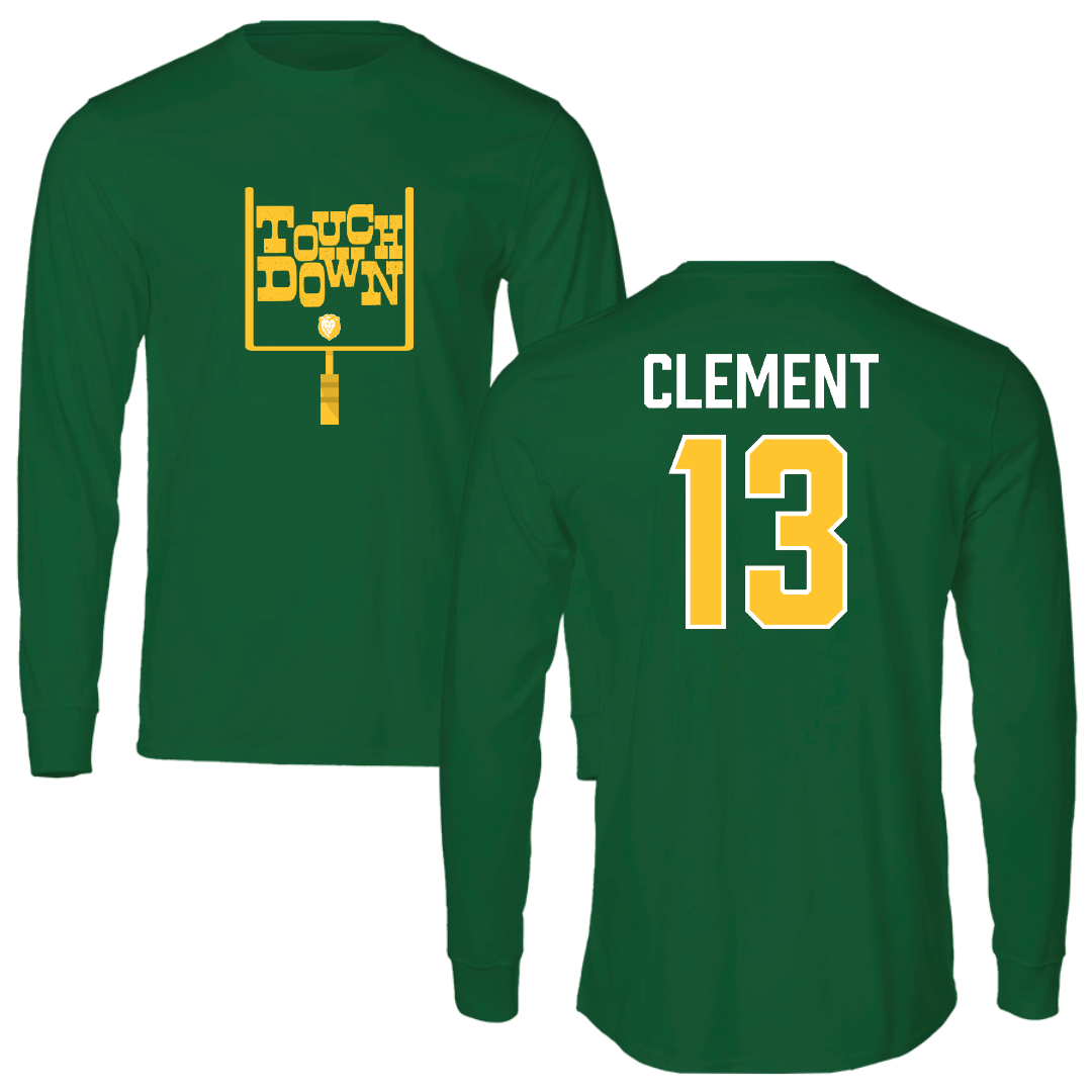 Southeastern Louisiana University Football Green Touchdown Long Sleeve - #13 Zachary Clement