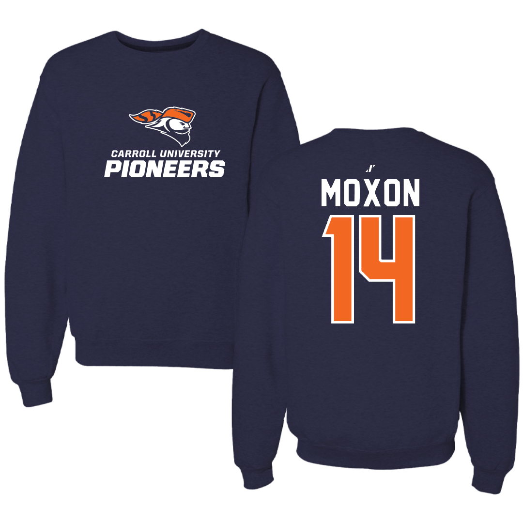 Carroll University Football Navy Crewneck - #14 Drake Moxon