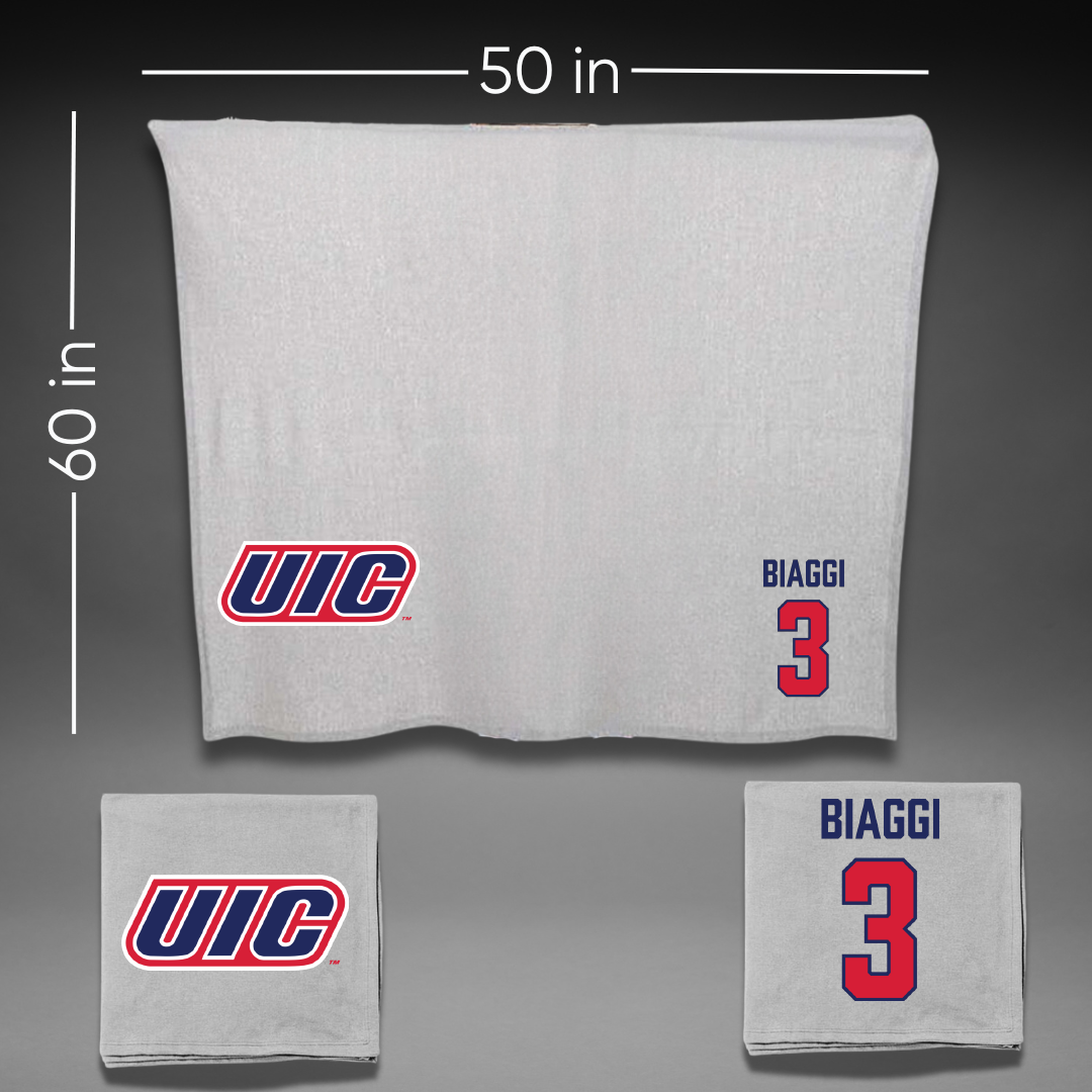 UIC Soccer Gray Blanket - #3 Adrian Biaggi