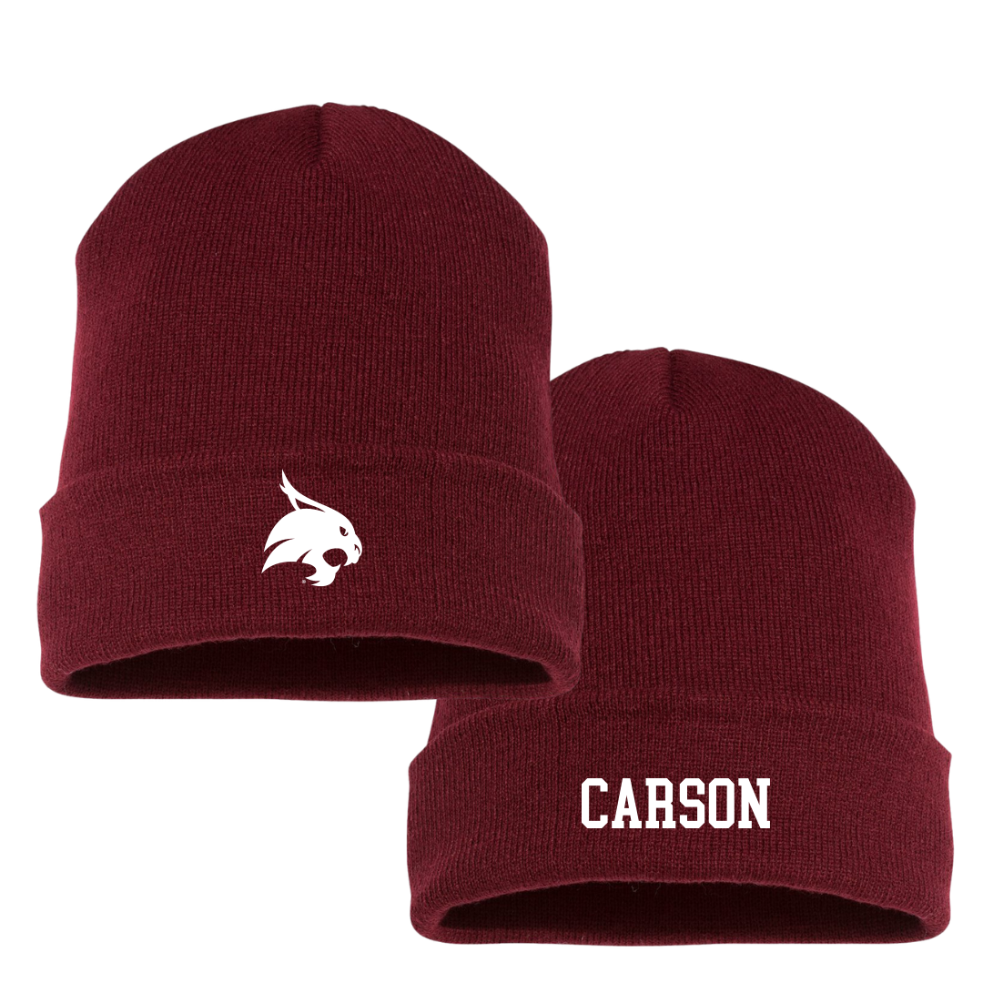 Texas State University Baseball Maroon Beanie - #29 Tanner Carson