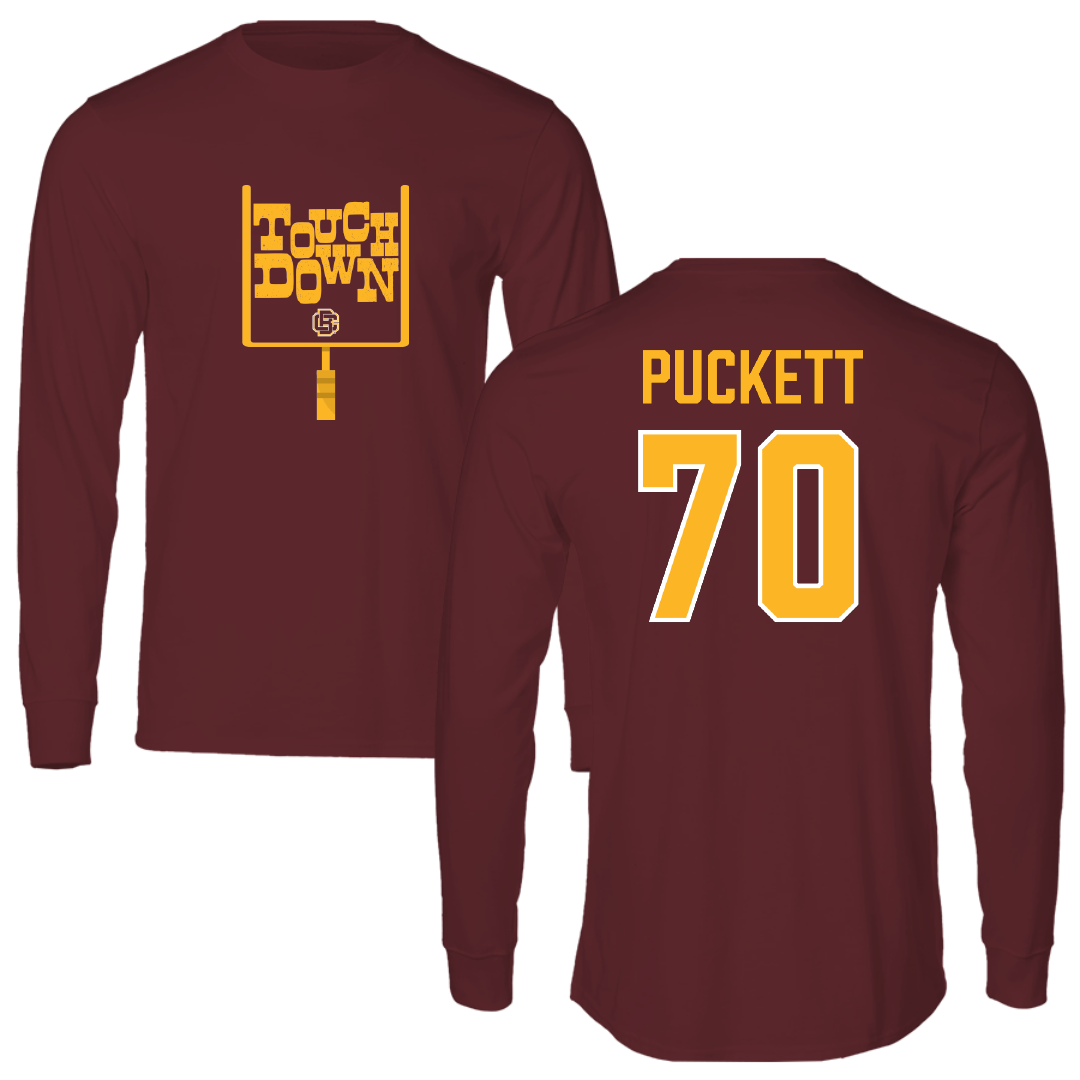 Bethune-Cookman University Football Maroon Touchdown Performance Long Sleeve - #70 Melvin Puckett