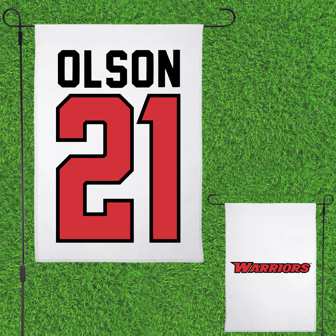 Stanislaus State Volleyball White Garden Flag - #21 Maggie Olson