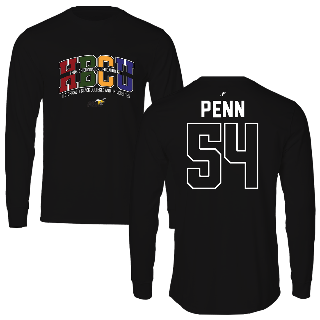 Alabama State University Football Black HBCU Performance Long Sleeve - #54 Dezmond Penn