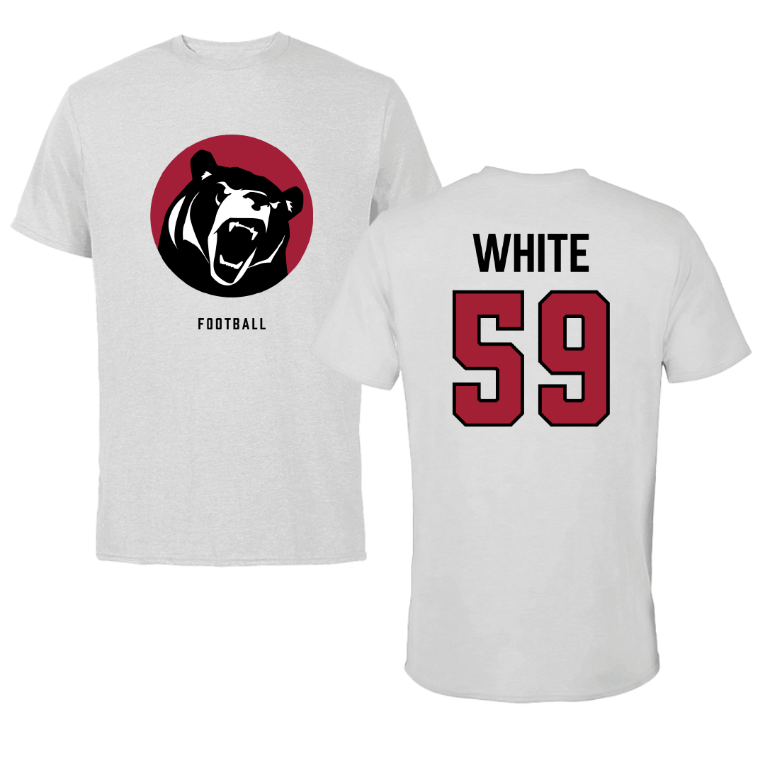 Lenoir-Rhyne University Football Light Gray Tee - #59 Jaheem White