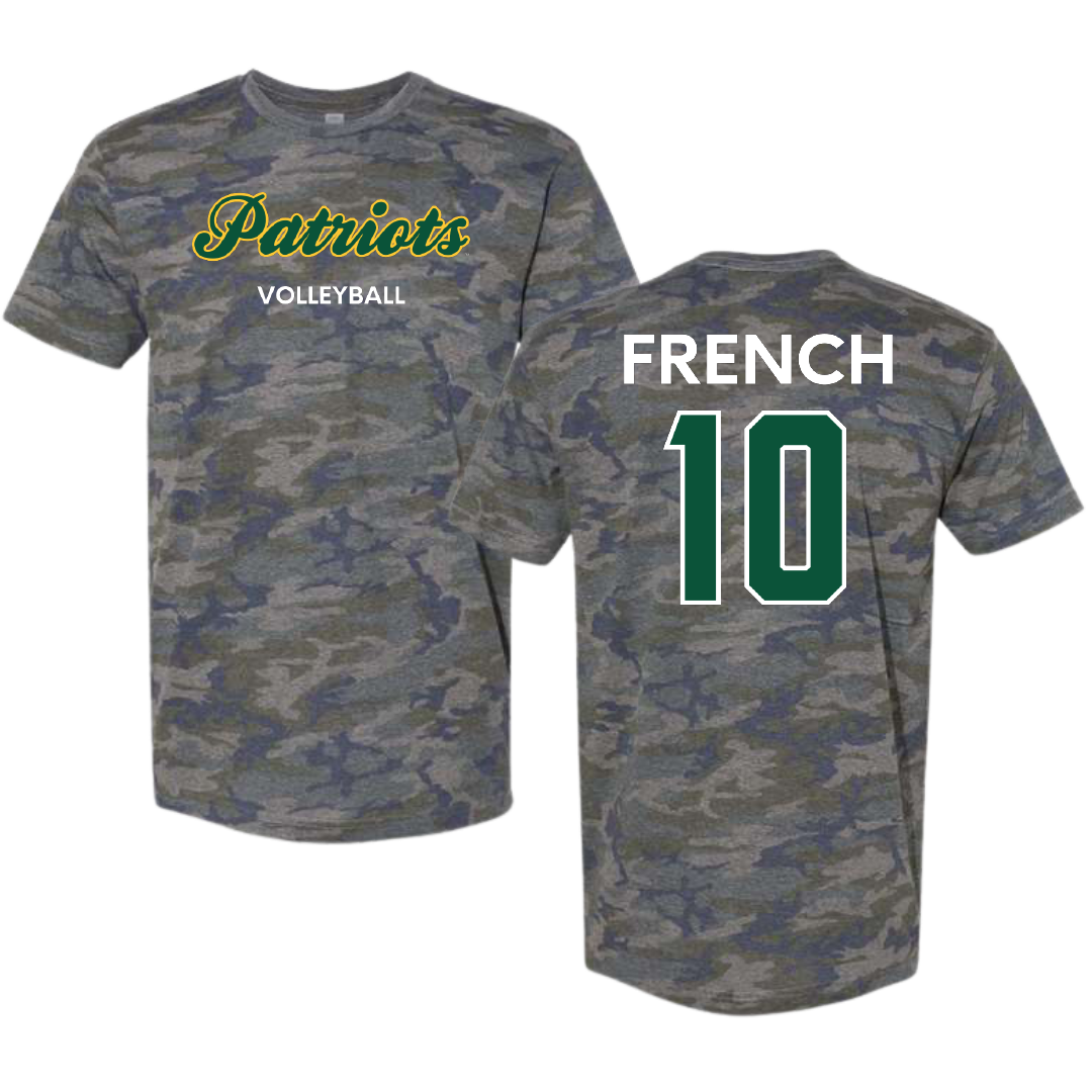 George Mason University Volleyball (M) Vintage Camo Tee - #10 Liam French