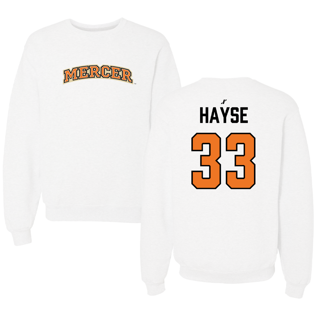 Mercer University Baseball White Crewneck - #33 Aidan Hayse