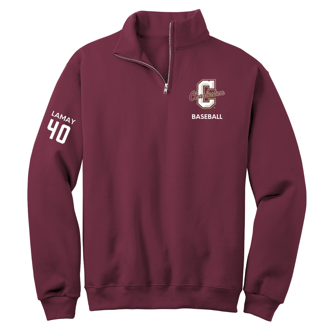 College of Charleston (South Carolina) Baseball Maroon Quarter-Zip - #40 Trey LaMay