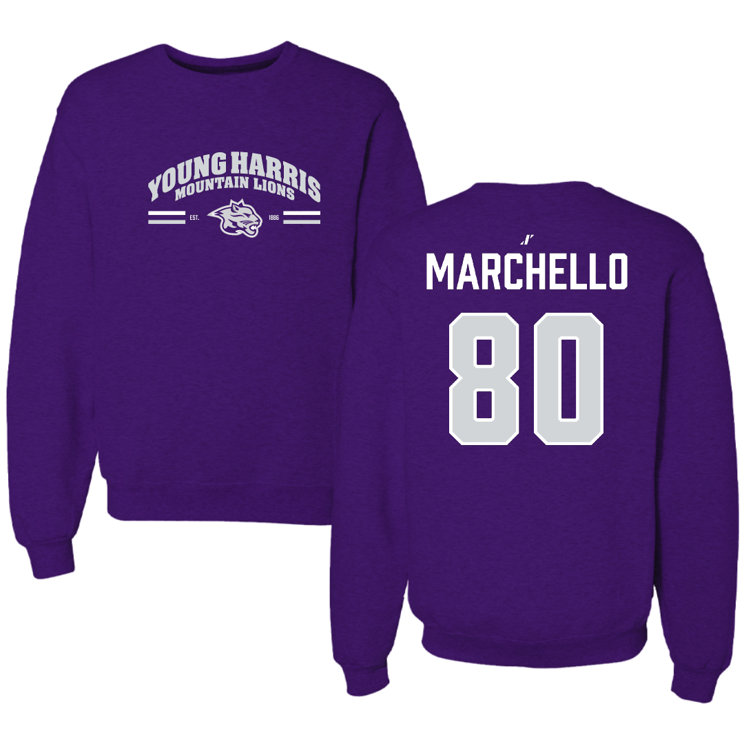 Young Harris College Lacrosse (M) Purple General Crewneck - #80 Sam Marchello