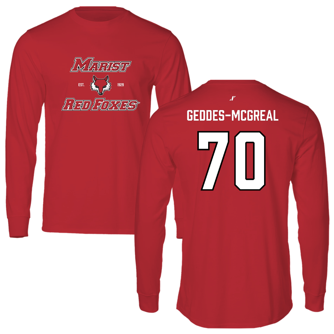 Marist University Football Red General Long Sleeve - #70 Dylan Geddes-McGreal