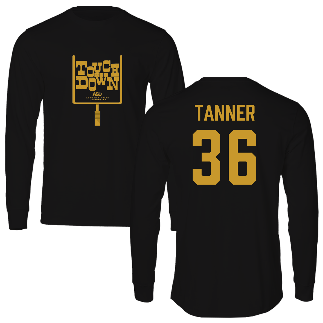 Alabama State University Football Black Touchdown Performance Long Sleeve - #36 Brandon Tanner