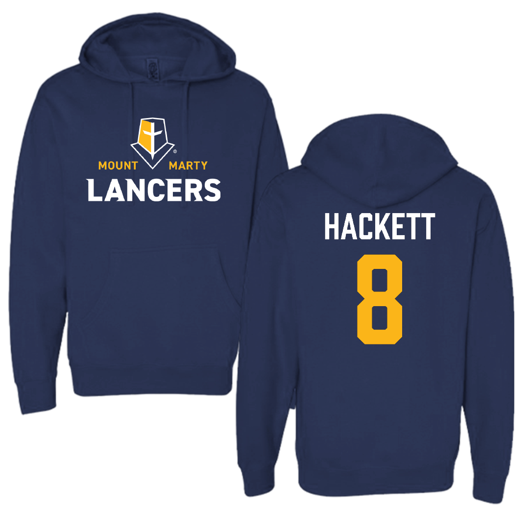 Mount Marty University Soccer Navy Hoodie - #8 Olivia Hackett