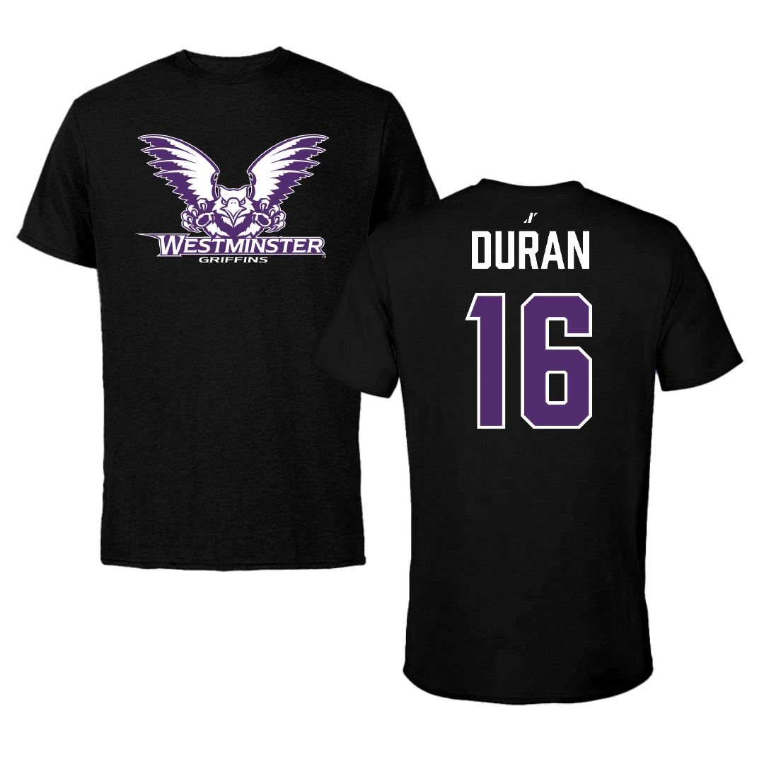 Westminster University (Utah) Soccer (M) Black Tee - #16 Ashton Duran