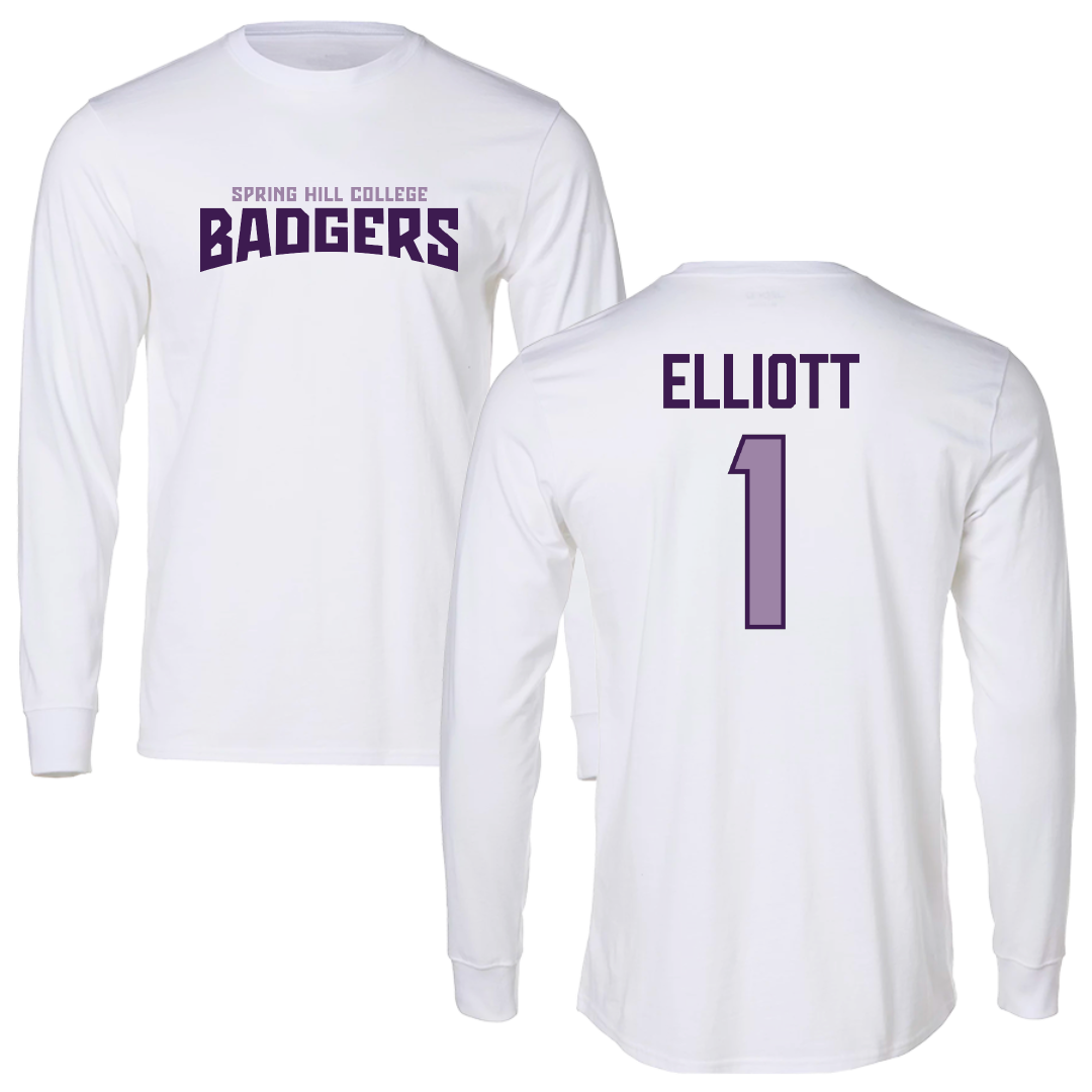 Spring Hill College Basketball White Classic Performance Long Sleeve - #1 Amy Elliott
