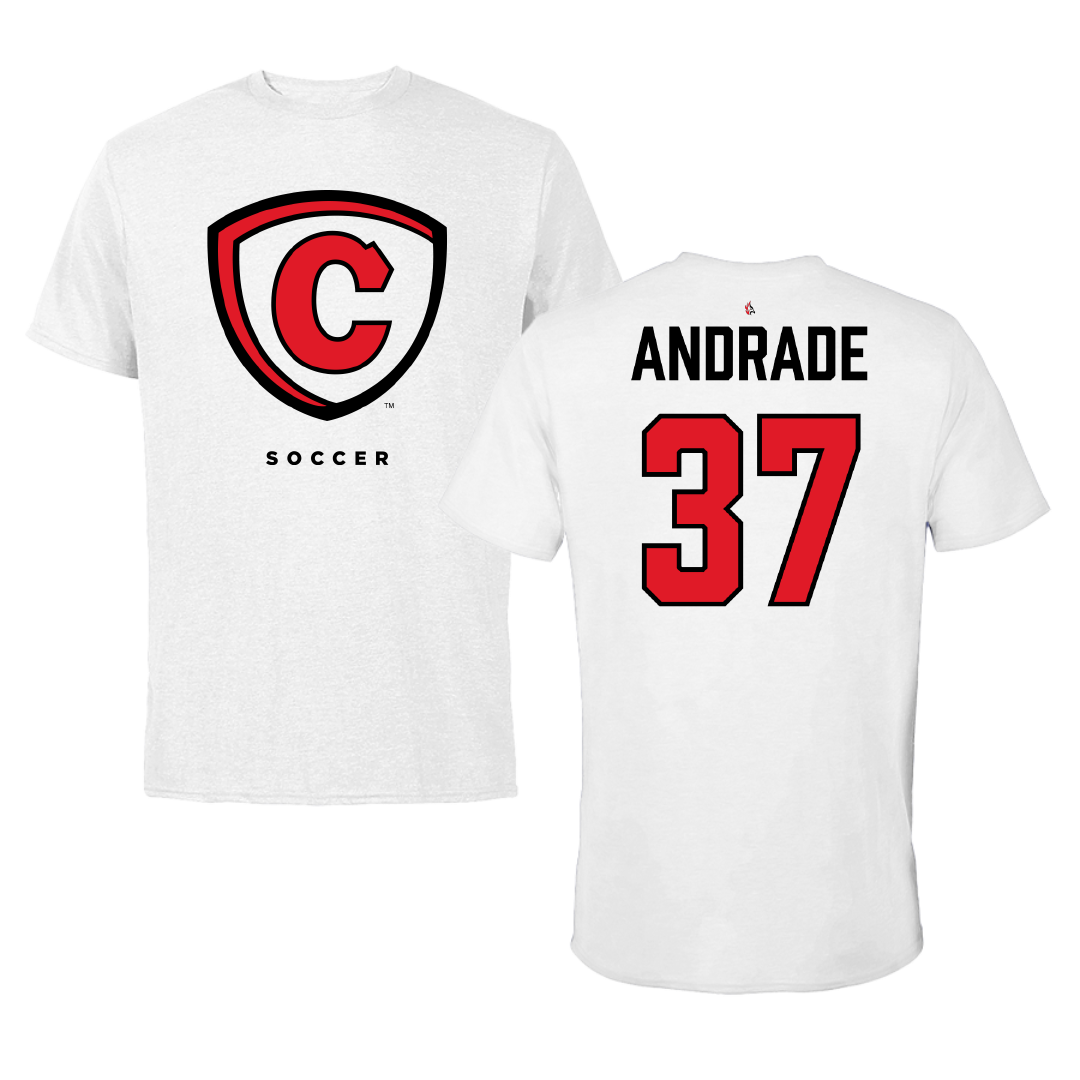 Carthage College Soccer White Performance Tee - #37 Santiago Andrade