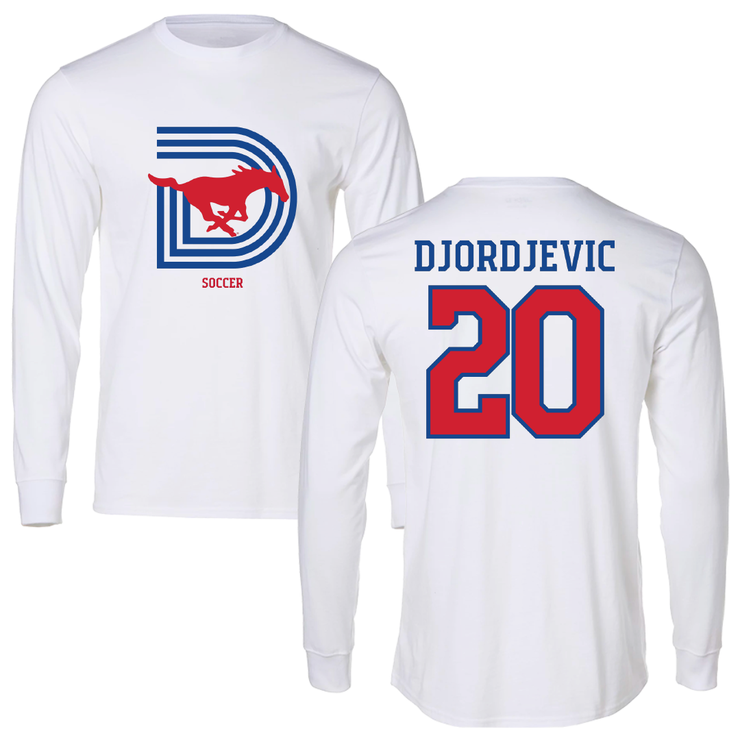 Southern Methodist University Soccer (M) White Performance Long Sleeve - #20 Nikola Djordjevic