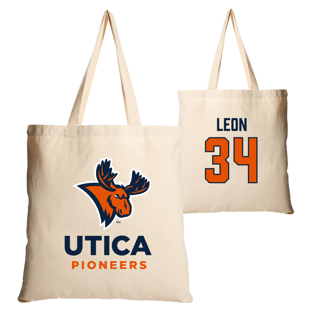 Utica University Lacrosse (W) Tan Canvas Tote Bag - #34 Vanessa Leon