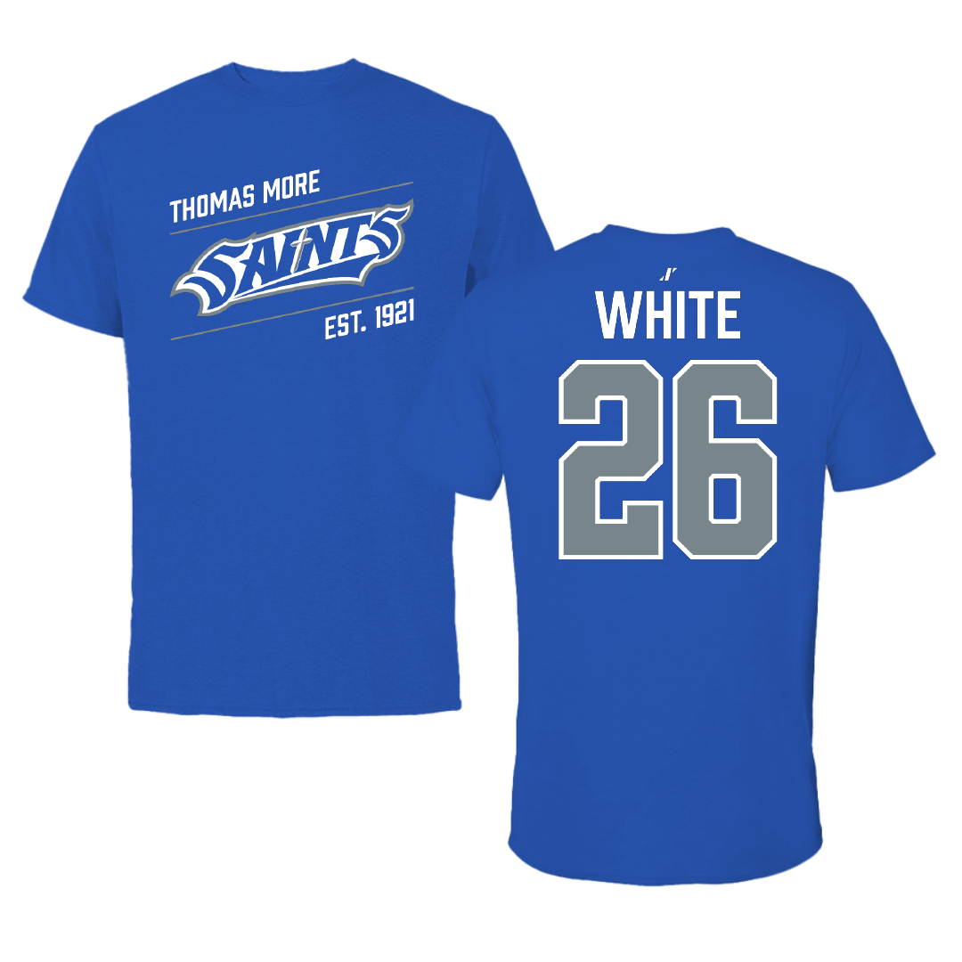 Thomas More University Lacrosse Blue General Performance Tee - #26 Whitney White