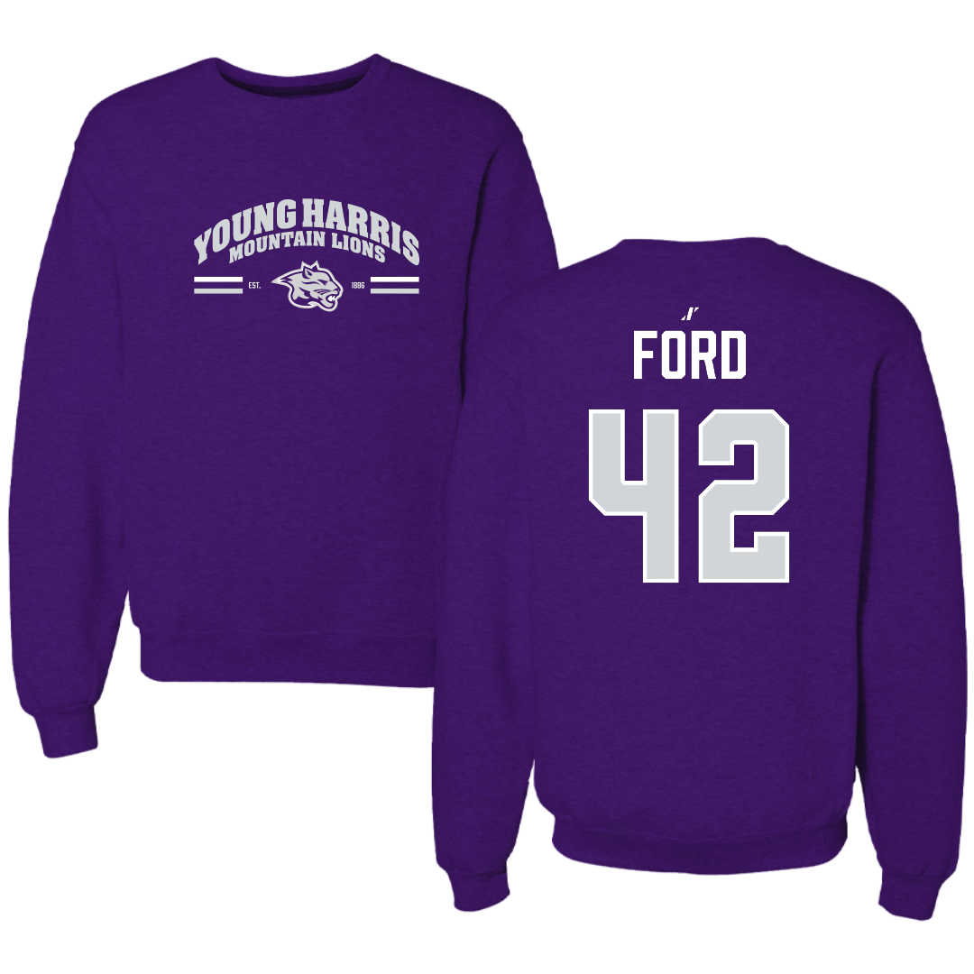 Young Harris College Lacrosse (M) Purple General Crewneck - #42 Wyatt Ford