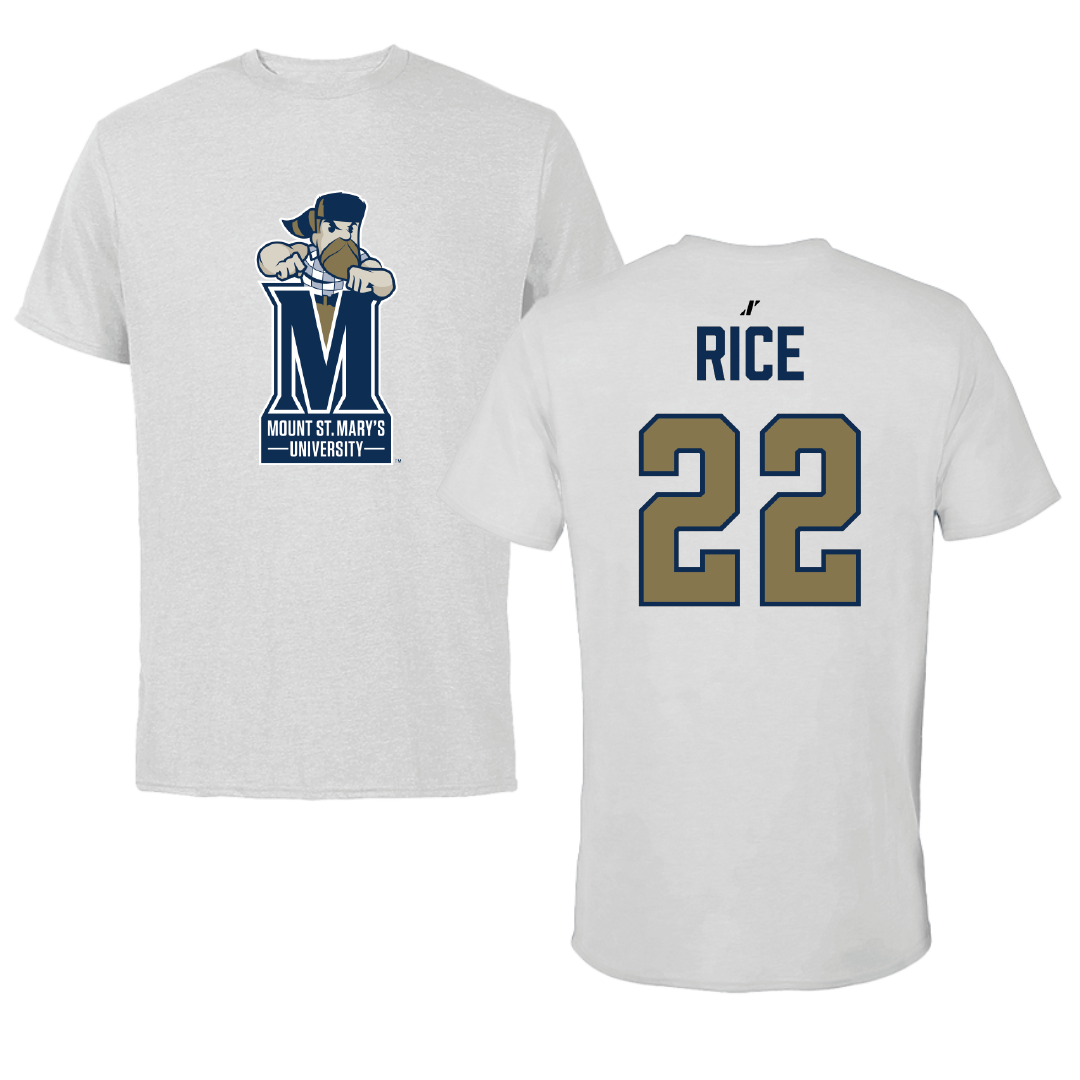Mount St. Mary's University Baseball Light Gray Tee - #22 Brandon Rice