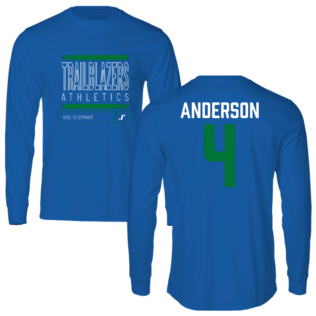 University of North Texas at Dallas Basketball Blue Dominate Performance Long Sleeve - #4 Ke’Liyah Anderson