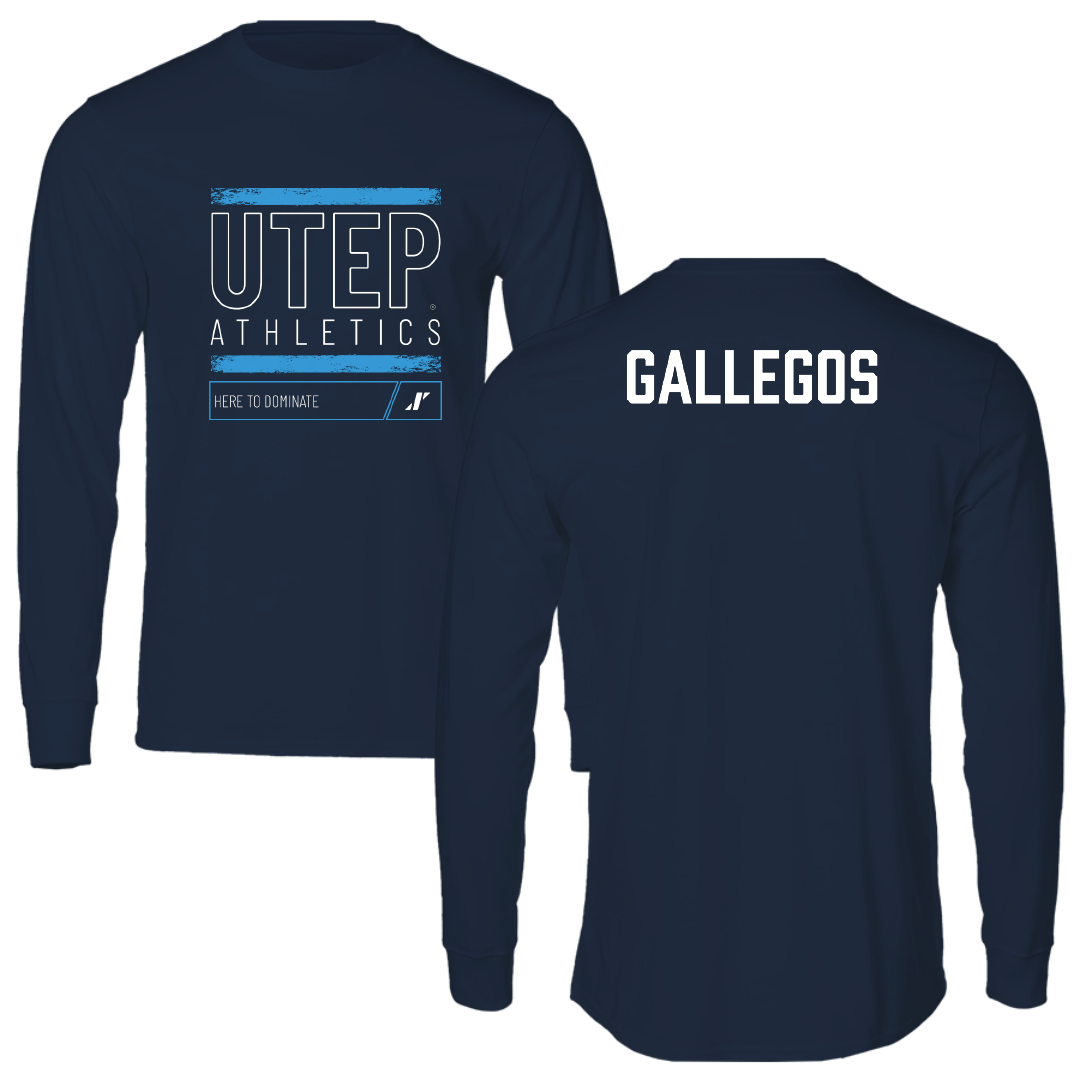 University of Texas at El Paso Football Navy Dominate Performance Long Sleeve - Kyle Gallegos