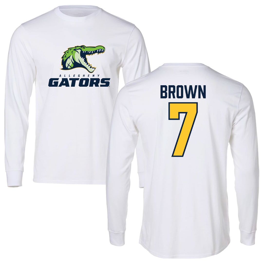 Allegheny College Lacrosse White Performance Long Sleeve - #7 Akari Brown