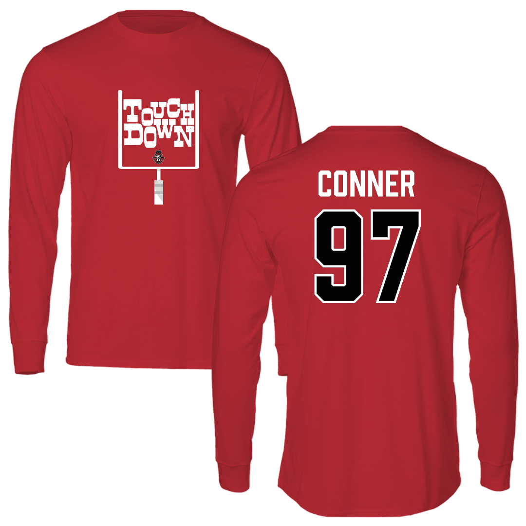 Austin Peay State University Football Red Touchdown Performance Long Sleeve - #97 Carson Conner