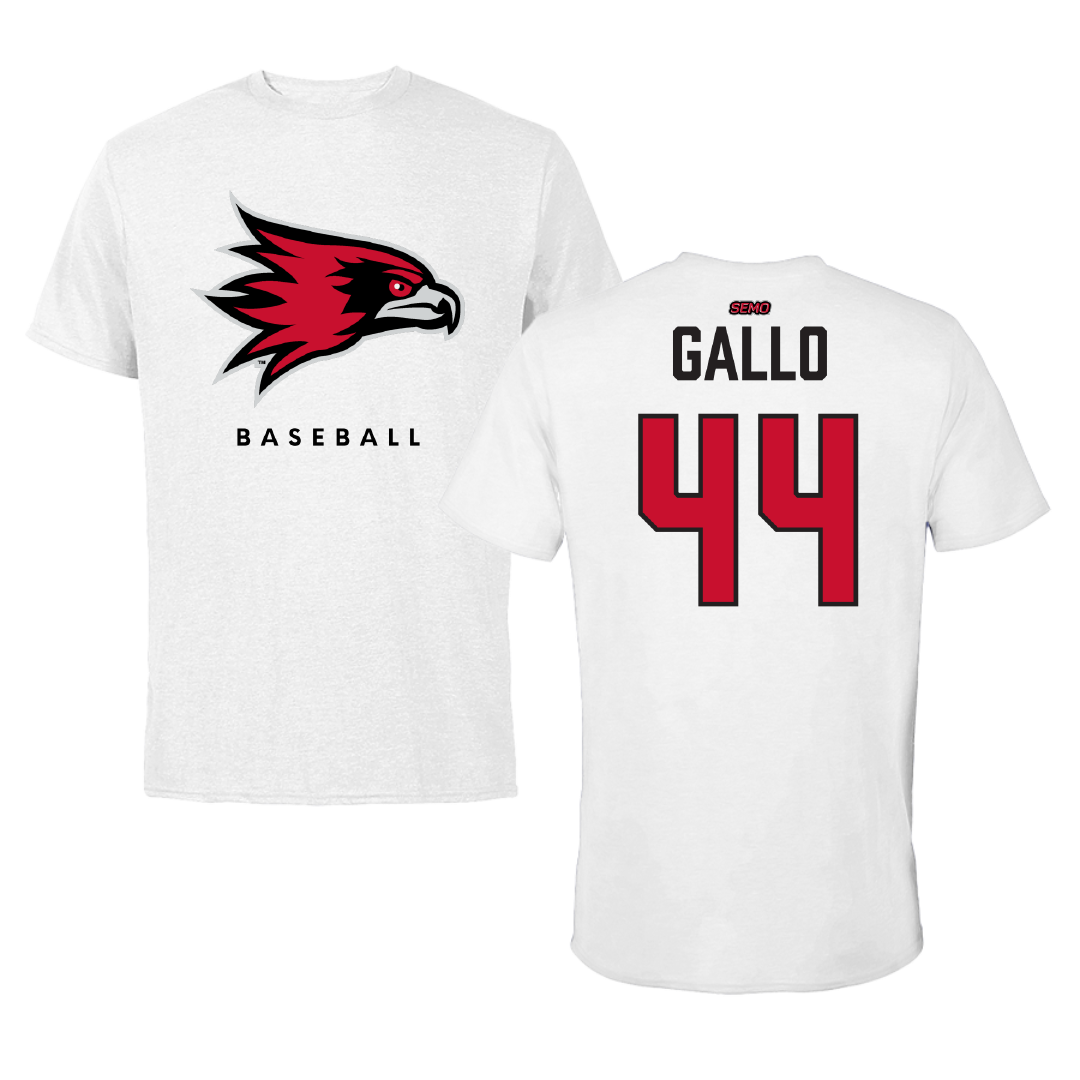 Southeast Missouri State University Baseball White Performance Tee - #44 Jack Gallo